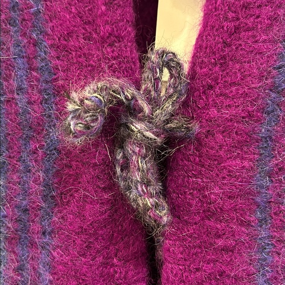 NWT ANTIK BATIK Moya Belted Brushed Intarsia Mohair-Blend Cardigan in Purple - S - Picture 9 of 13